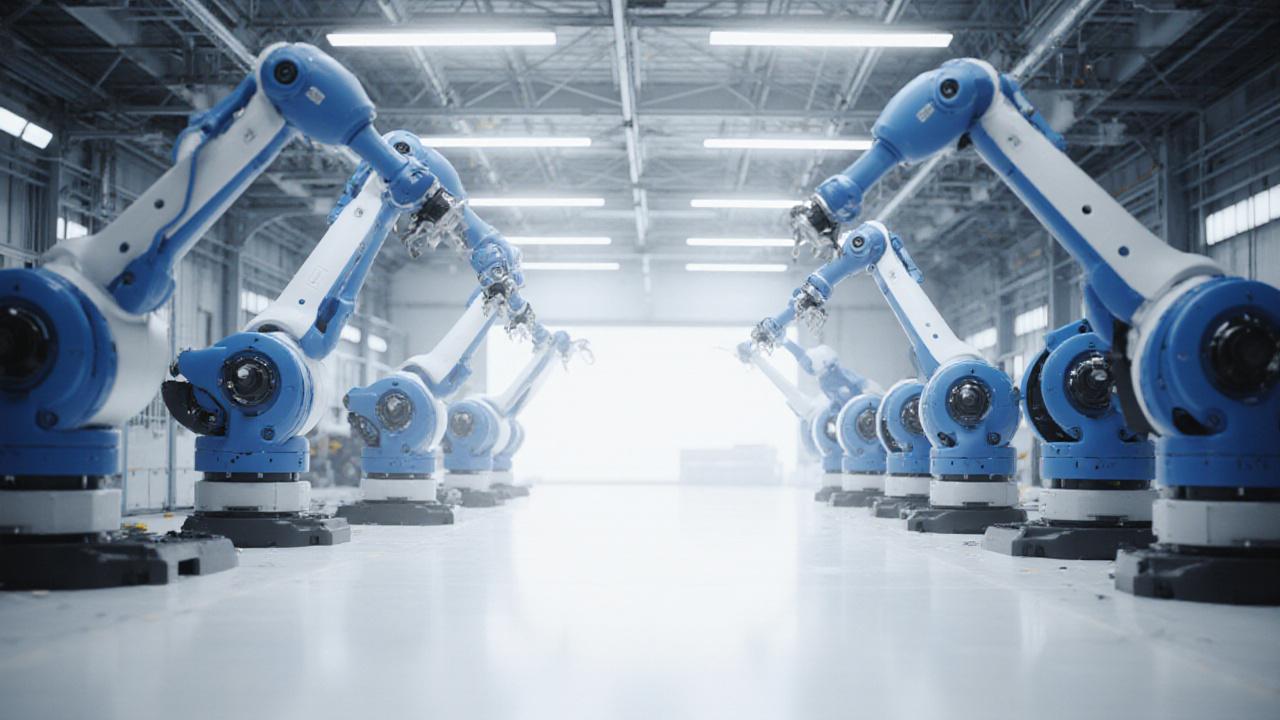 Modern automated manufacturing facility with clean production lines