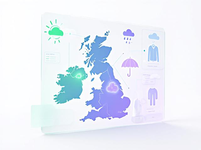 Infographic showing weather sensors connecting to retail analytics dashboard